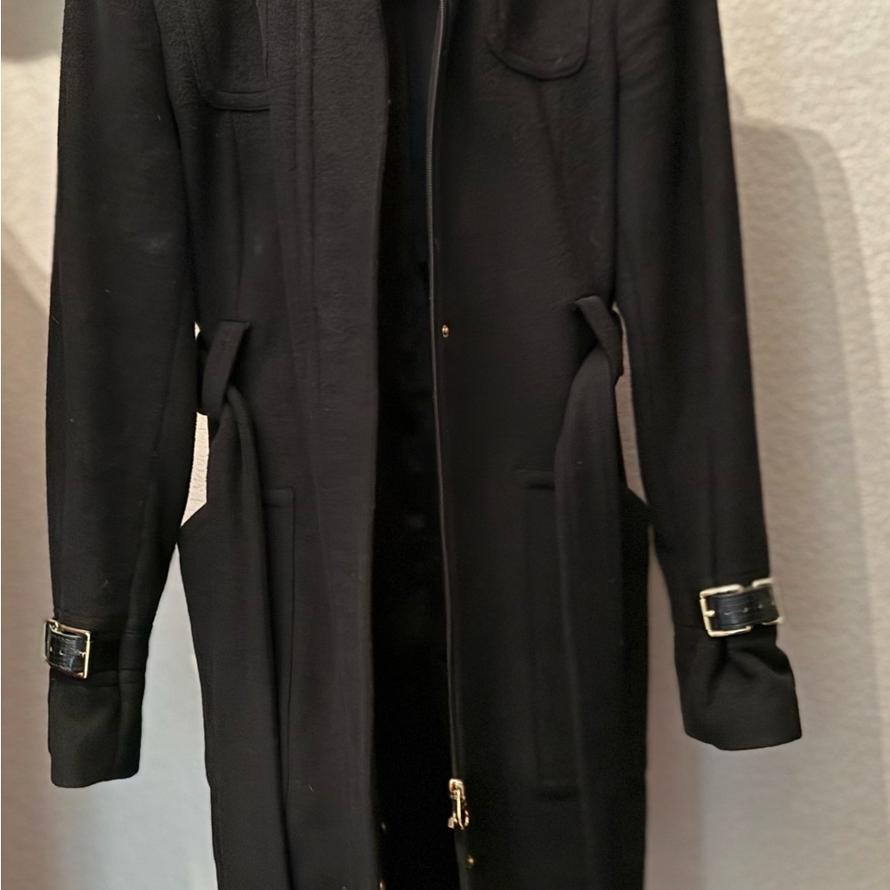 Elegant Black Wool Women's Coat by Calvin Klein